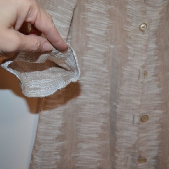 NIC+ZOE Linen/ Cotton Long Jacket Tan-White Buttons Ladies XS - Picture 4 of 9